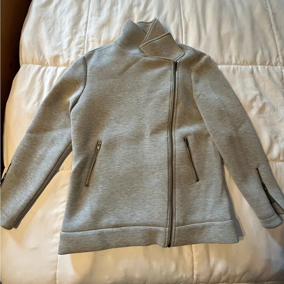Leith gray asymmetrical zip up scuba jacket size S - Picture 3 of 11
